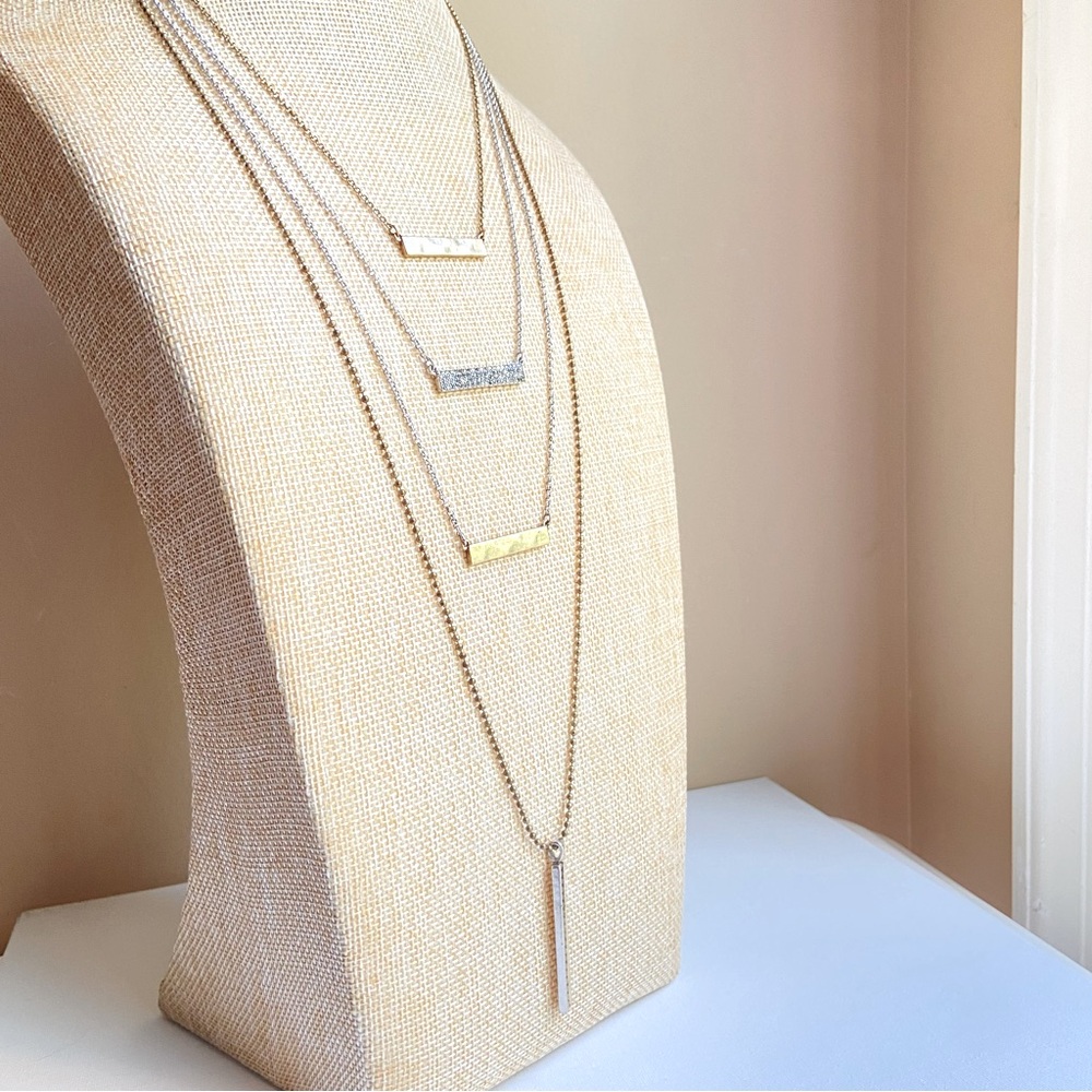 Lucky Brand two tone layered necklace system with four long detachable chains